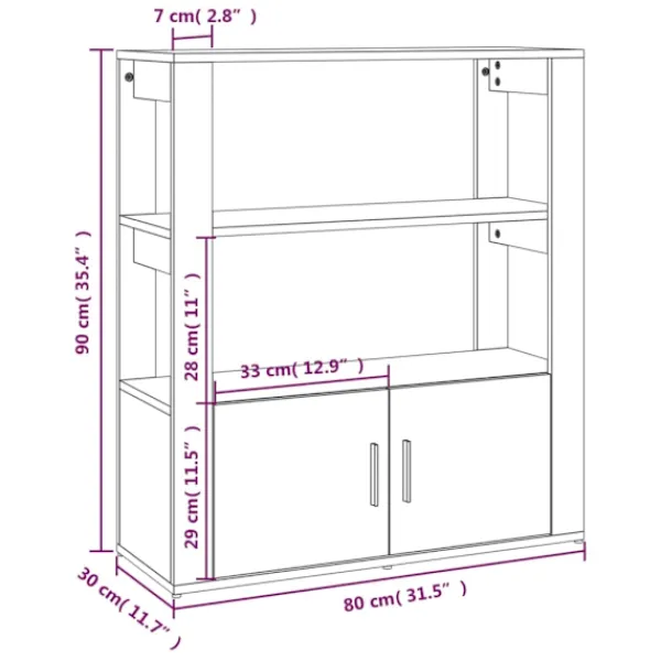 vidaXL Sideboards>Sidobord rökfärgad ek 80x30x90 cm konstruerat trä