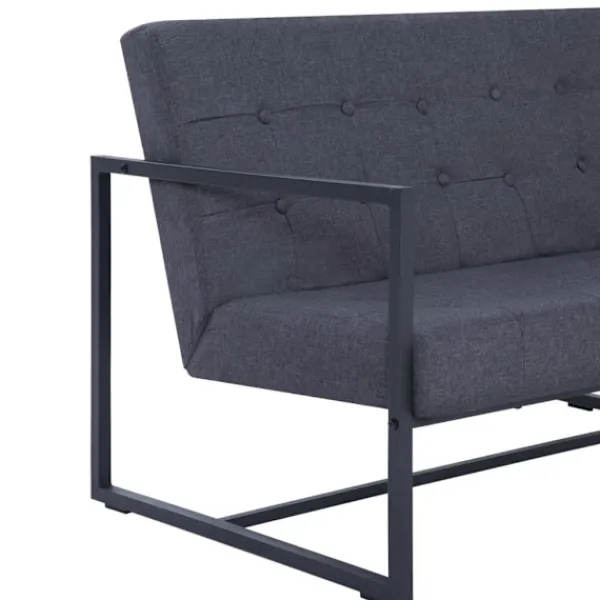 vidaXL Soffor>2-sitssoffa med armstöd mörk stål och tyg