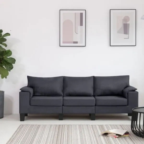 vidaXL Soffor>3-sitssoffa mörk tyg