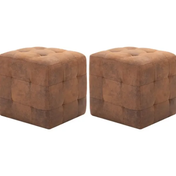 vidaXL Sittpuffar>Sittpuff 2 st 30x30x30 cm konstmocka
