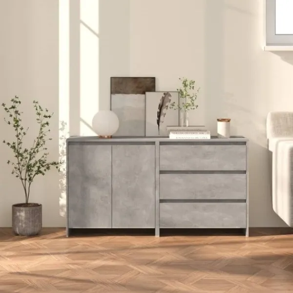 vidaXL Sideboards>Skänk 2 delar betong konstruerat trä