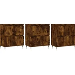 vidaXL Sideboards>Skänk 3 delar rökfärgad ek konstruerat trä