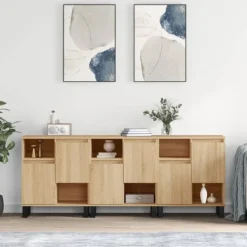 vidaXL Sideboards>Skänk 3 delar Sonoma ek konstruerat trä