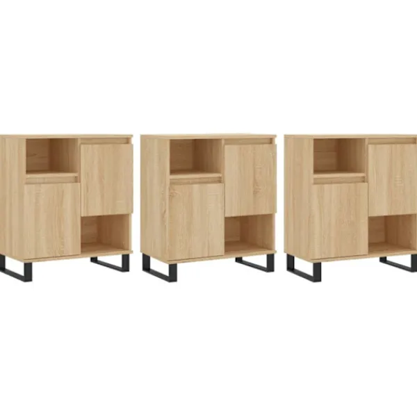 vidaXL Sideboards>Skänk 3 delar Sonoma ek konstruerat trä