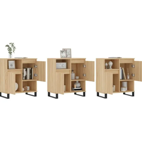 vidaXL Sideboards>Skänk 3 delar Sonoma ek konstruerat trä