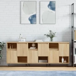 vidaXL Sideboards>Skänk 3 delar Sonoma ek konstruerat trä