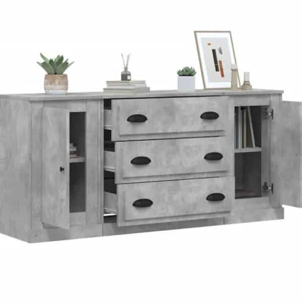 vidaXL Sideboards>Skänk 3 st betong konstruerat trä