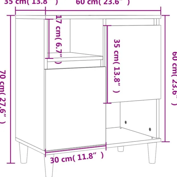 vidaXL Sideboards>Skänk 3 st 60x35x70 cm konstruerat trä