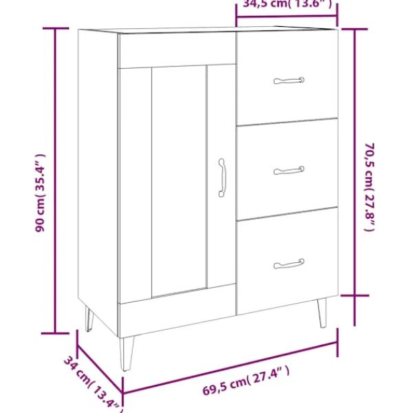vidaXL Byråer>Skänk betong 69,5x34x90 cm konstruerat trä