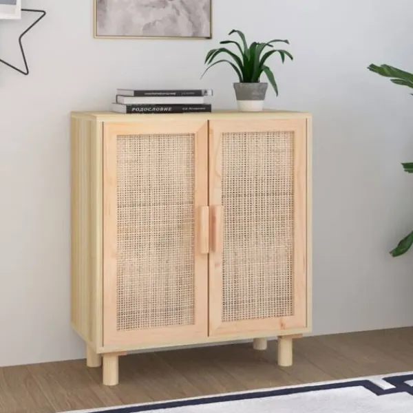 vidaXL Skåp>Skänk 60x30x70 cm massiv furu och naturlig rotting