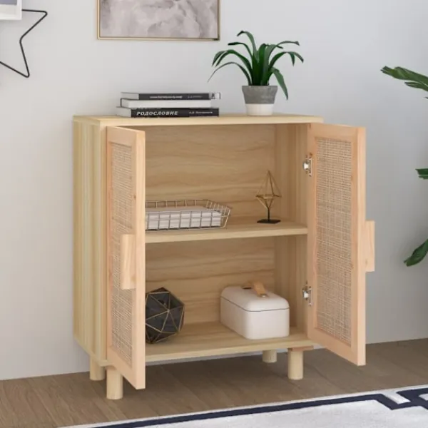 vidaXL Skåp>Skänk 60x30x70 cm massiv furu och naturlig rotting