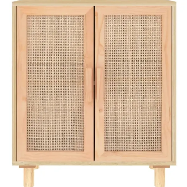 vidaXL Skåp>Skänk 60x30x70 cm massiv furu och naturlig rotting