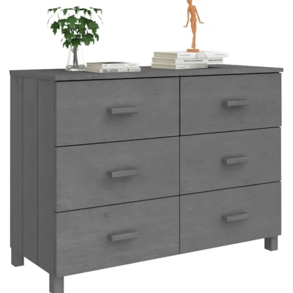 vidaXL Byråer>Skänk HAMAR mörk 113x40x80 cm massiv furu