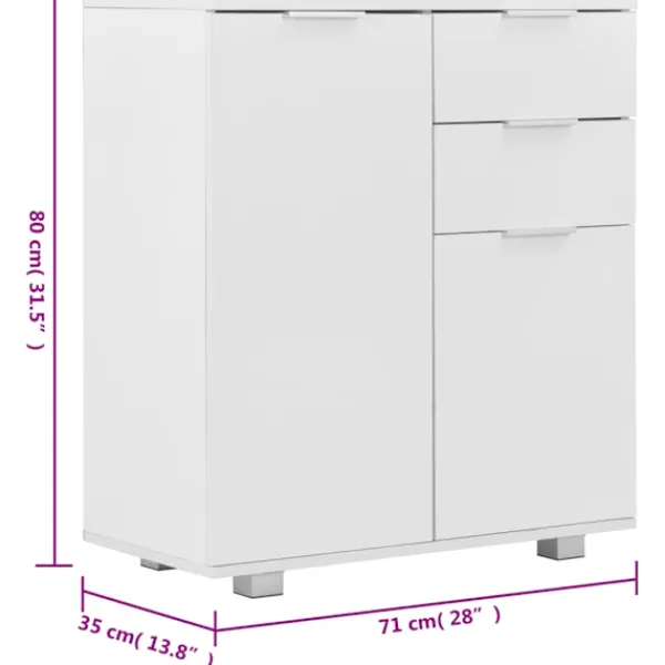 vidaXL Byråer>Skänk högglans 71x35x80 cm spånskiva