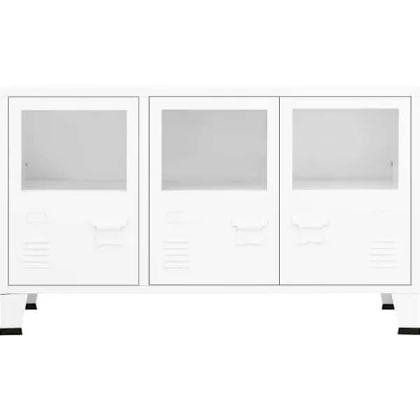 vidaXL Skåp>Skänk industriell 105x35x62 cm metall och glas