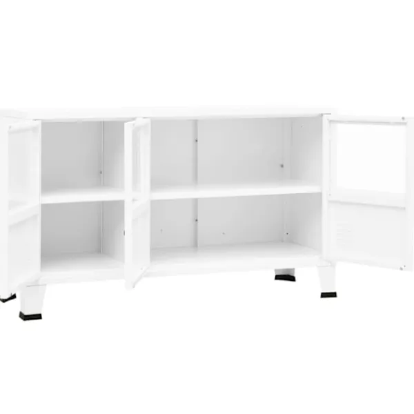 vidaXL Skåp>Skänk industriell 105x35x62 cm metall och glas
