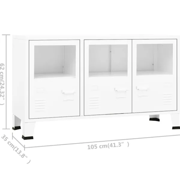 vidaXL Skåp>Skänk industriell 105x35x62 cm metall och glas