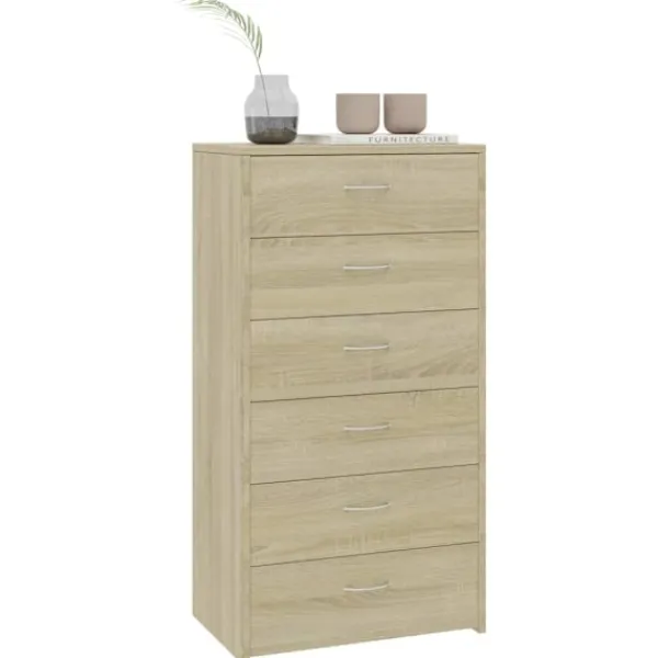 vidaXL Byråer>Skänk med 6 lådor sonoma-ek 50x34x96 cm konstruerat trä