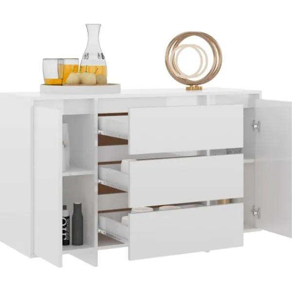 vidaXL Sideboards>Skänk med 3 lådor högglans 120x41x75 cm konstruerat trä