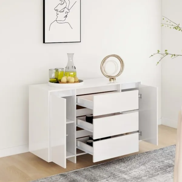 vidaXL Sideboards>Skänk med 3 lådor högglans 120x41x75 cm konstruerat trä