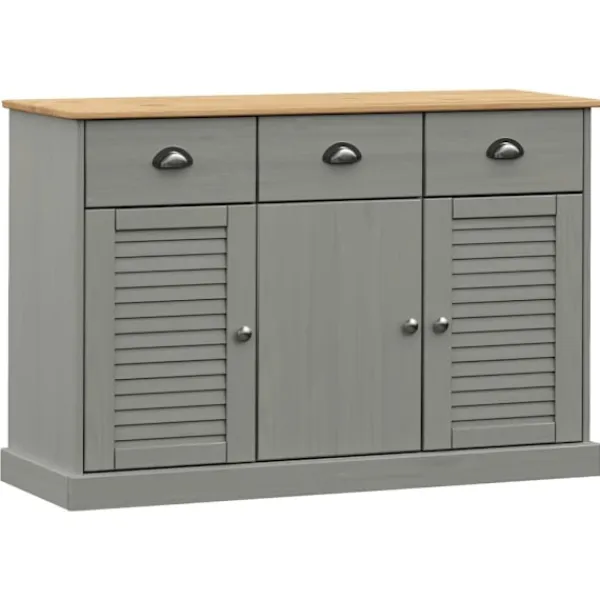 vidaXL Sideboards>Skänk med lådor VIGO 113x40x75 cm massiv furu