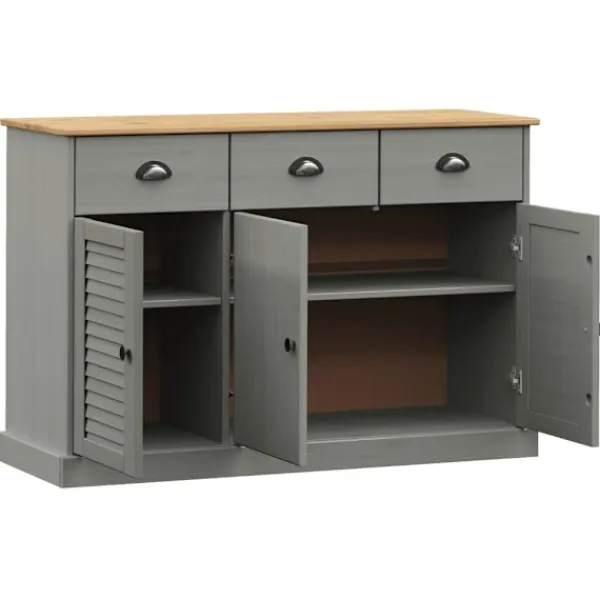 vidaXL Sideboards>Skänk med lådor VIGO 113x40x75 cm massiv furu