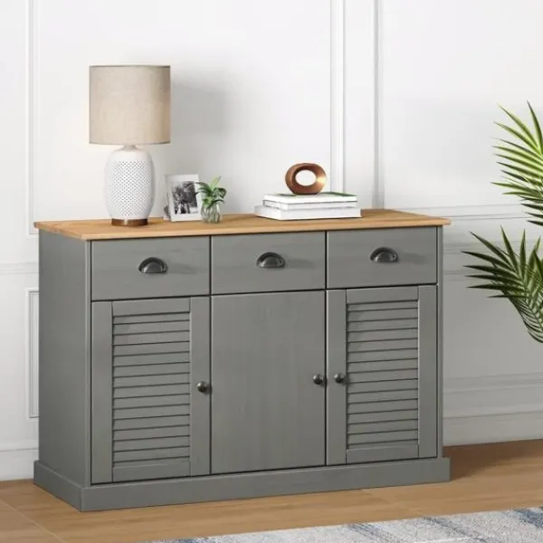 vidaXL Sideboards>Skänk med lådor VIGO 113x40x75 cm massiv furu
