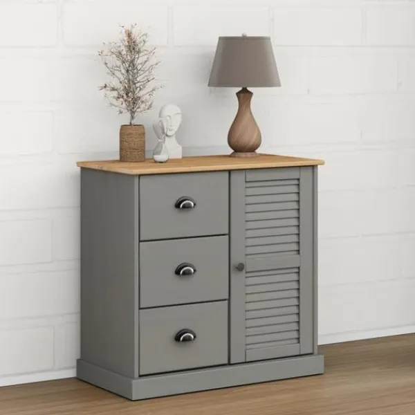 vidaXL Sideboards>Skänk med lådor VIGO 78x40x75 cm massiv furu