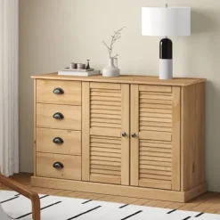 vidaXL Sideboards>Skänk med lådor VIGO 113x40x75 cm massiv furu