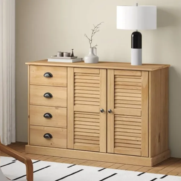 vidaXL Sideboards>Skänk med lådor VIGO 113x40x75 cm massiv furu