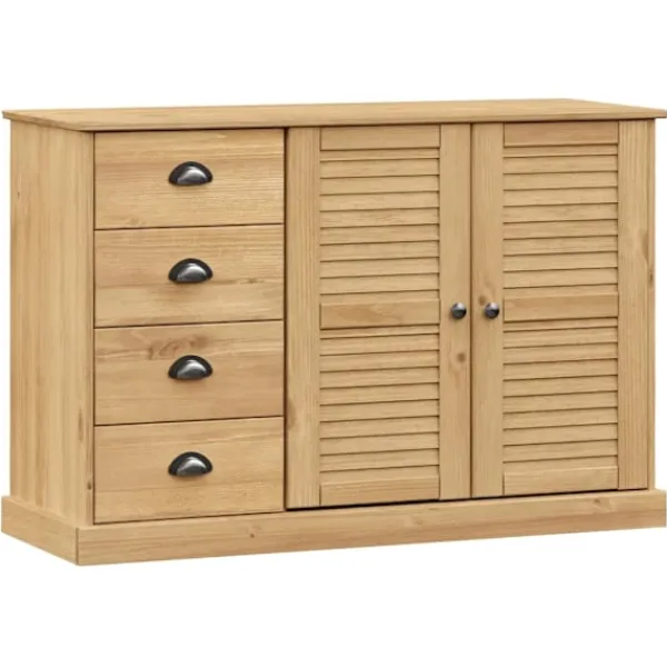 vidaXL Sideboards>Skänk med lådor VIGO 113x40x75 cm massiv furu