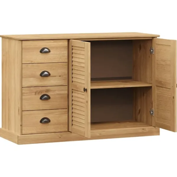 vidaXL Sideboards>Skänk med lådor VIGO 113x40x75 cm massiv furu