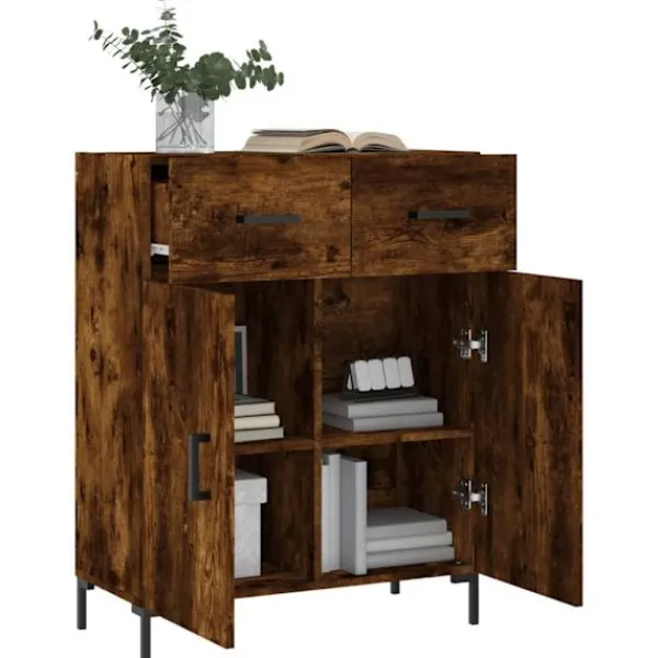 vidaXL Sideboards>Skänk rökfärgad ek 69,5x34x90 cm konstruerat trä