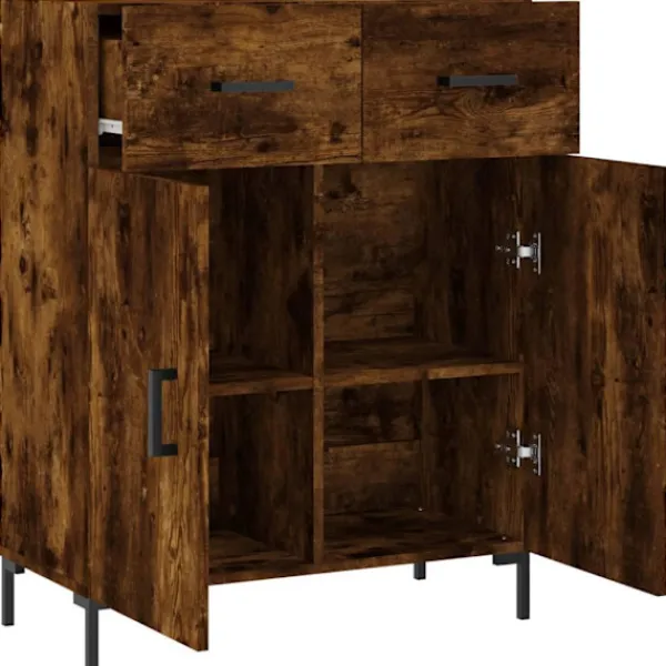 vidaXL Sideboards>Skänk rökfärgad ek 69,5x34x90 cm konstruerat trä