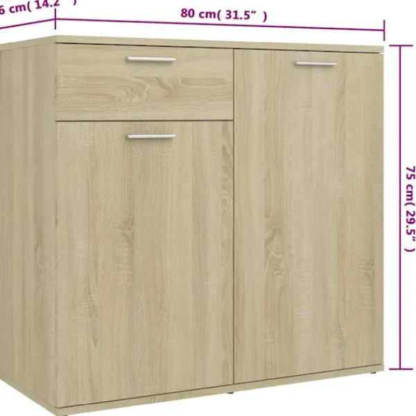 vidaXL Sideboards>Skänk sonoma-ek 160x36x75 cm konstruerat trä