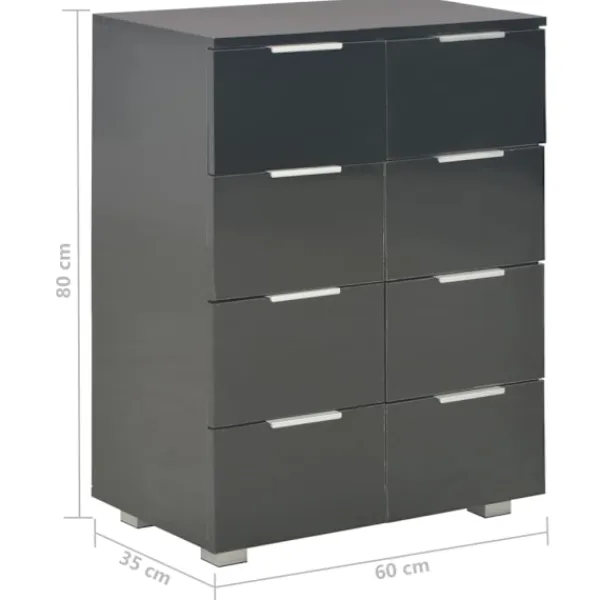vidaXL Byråer>Skänk högglans 60x35x80 cm konstruerat trä