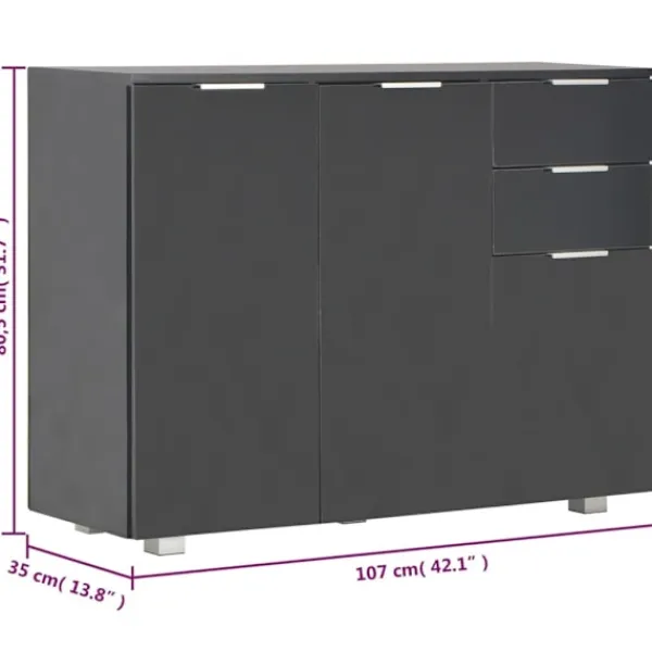 vidaXL Sideboards>Skänk högglans 107x35x80,5 cm