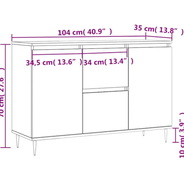 vidaXL Sideboards>Skänk 101,5x35x70 cm konstruerat trä