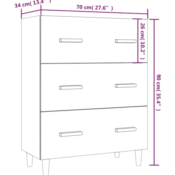 vidaXL Byråer>Skänk 70x34x90 cm konstruerat trä