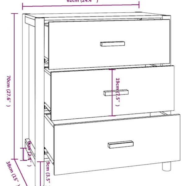 vidaXL Byråer>Skänk 62x38x70 cm konstruerat trä