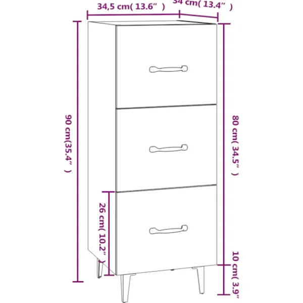 vidaXL Byråer>Skänk 34,5x34x90 cm konstruerat trä