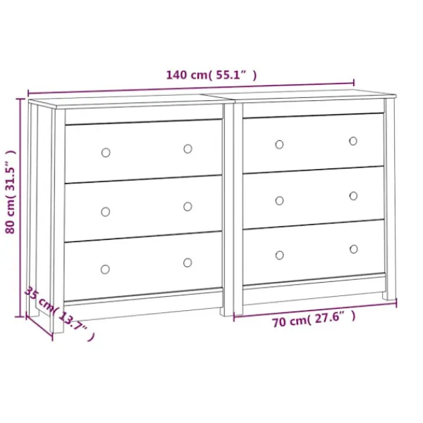 vidaXL Byråer>Skänk 140x35x80 cm massiv furu
