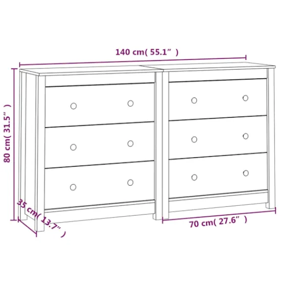 vidaXL Sideboards>Skänk 140x35x80 cm massiv furu