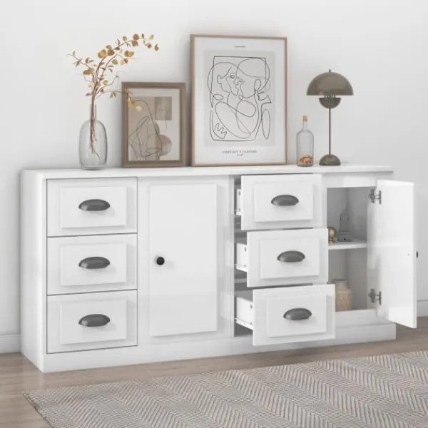 vidaXL Sideboards>Skänkar 2 delar högglans konstruerat trä