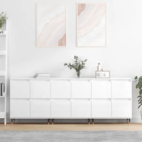 vidaXL Sideboards>Skänkar 3 delar högglans konstruerat trä