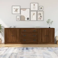 vidaXL Sideboards>Skänkar 3 st ek konstruerat trä