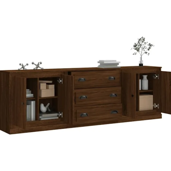 vidaXL Sideboards>Skänkar 3 st ek konstruerat trä