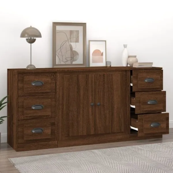 vidaXL Sideboards>Skänkar 3 st ek konstruerat trä