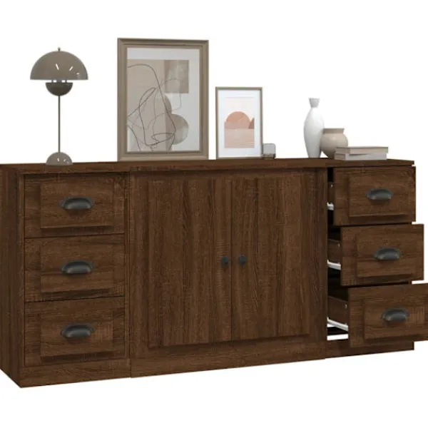 vidaXL Sideboards>Skänkar 3 st ek konstruerat trä