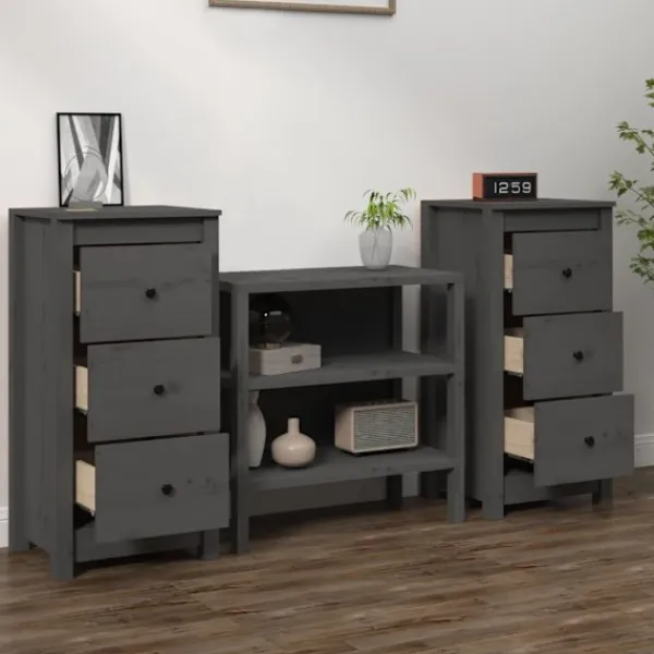 vidaXL Sängar>Skänkar 2 st 40x35x80 cm massiv furu